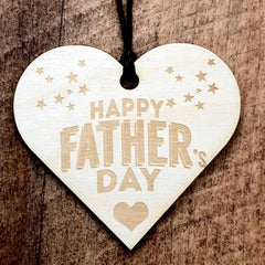 Happy Fathers Day Wooden Hanging Heart Gift Plaque - ukgiftstoreonline