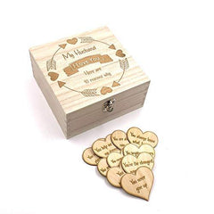 Husband Gift 10 Reasons why I Love You Wooden Box and Hearts - ukgiftstoreonline