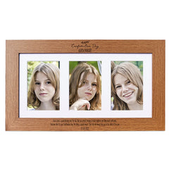 Personalised Confirmation Day Wooden Triple Photo 6 x 4 Frame Engraved Brown Oak Finish