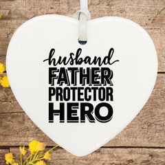 ukgiftstoreonline Husband, father, protector, hero ceramic heart gift