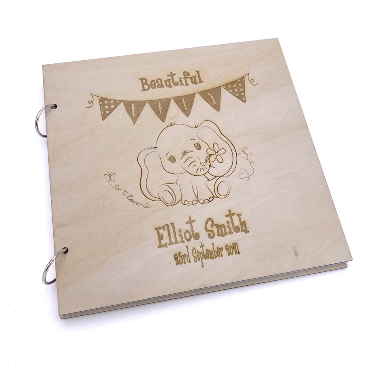 ukgiftstoreonline Personalised Beautiful Baby Scrap Book Photo Album Record Book Elephant Design