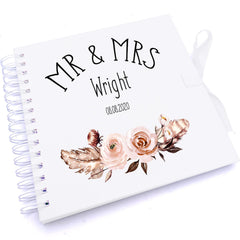 Personalised Boho Style Mr and Mrs Wedding Scrapbook Photo Album