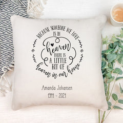 Personalised A Little bit of heaven In Our Home Remembrance Cushion Gift