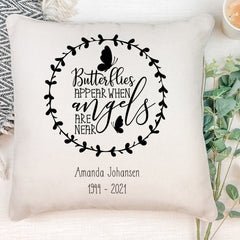 Personalised Butterflies Appear When Angels Are Near Remembrance Cushion Gift