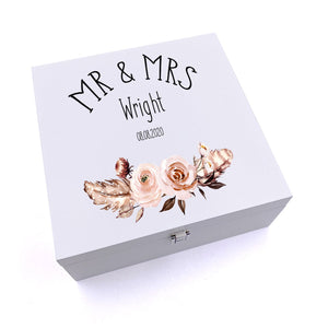 ukgiftstoreonline Personalised Boho Style Mr & Mrs Wedding Keepsake Wooden Box