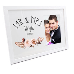Personalised Boho Style Mr and Mrs Wedding Photo Frame