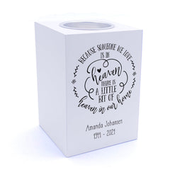 Personalised A Little bit of heaven In Our Home Memorial Remembrance Tea Light Holder