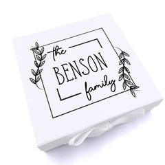 ukgiftstoreonline Personalised Family Name Leaf Design Keepsake Memory Box