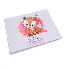 Personalised Baby Girl Cute Fox Design Guest Book