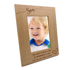 Personalised Son Love Heart Engraved Portrait Photo Frame Gift