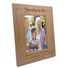 Personalised Grandparents Love Heart Engraved Portrait Photo Frame Gift