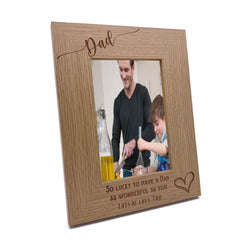 Personalised Dad Love Heart Engraved Portrait Photo Frame Gift