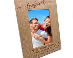 Personalised Boyfriend Love Heart Engraved Portrait Photo Frame Gift
