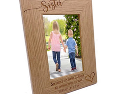 Personalised Sister Love Heart Engraved Portrait Photo Frame Gift