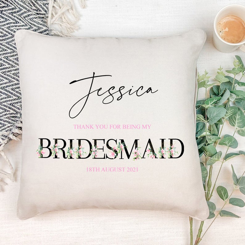 personalised thank you for being my bridesmaid Cushion Gift