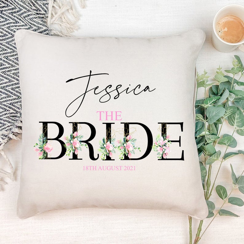 Personalised Bride Wedding Cushion Gift