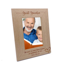Personalised Great Grandpa Love Heart Engraved Photo Frame Gift