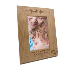 Personalised Great Nan Love Heart Engraved Photo Frame Gift