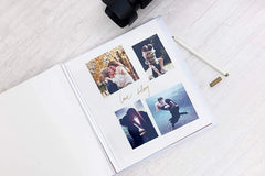 Personalised Large Wedding Photo Album Gift Linen Cover Eucalyptus Wreath