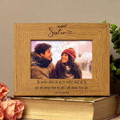 Personalised Sister Sentiment Gift Wooden Photo Picture Frame Landscape