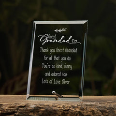Personalised Great Grandad Keepsake Gift Glass Plaque With Sentiment