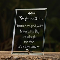 Godparents Personalised Glass Plaque Gift With Sentiment