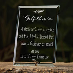Godfather Personalised Glass Plaque Gift With Sentiment