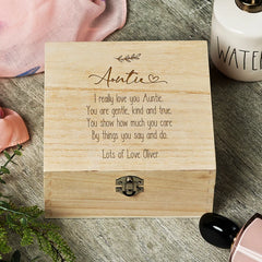 Personalised Auntie Sentiment Wooden Keepsake Box Gift Engraved SHB-160