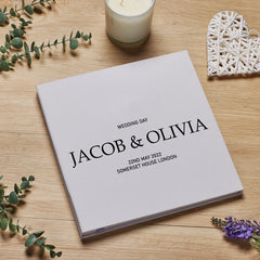 Personalised Large Wedding Photo Album Gift Elegant Design Linen Cover