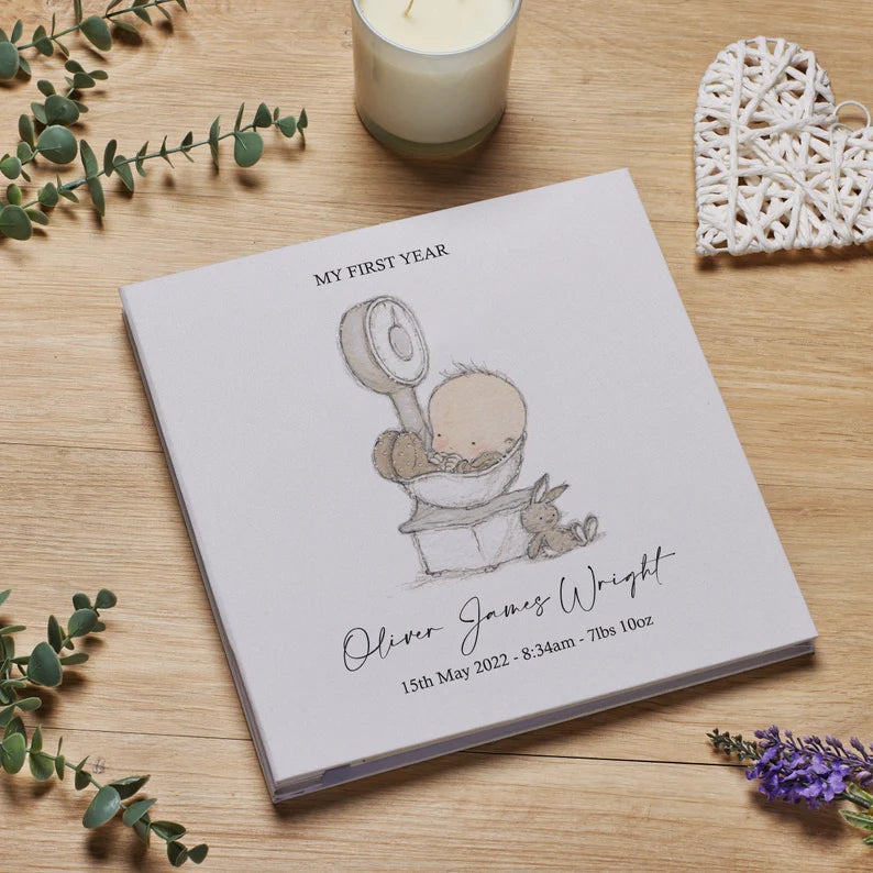 Personalised Large Baby Photo Album Gift My First Year With Scale