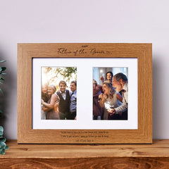 Personalised Father Of The Groom Double Photo Picture Frame Portrait 6x4 Inch Brown