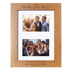 Personalised Mother Of The Bride Double Photo Picture Frame Landscape 6x4 Inch Brown