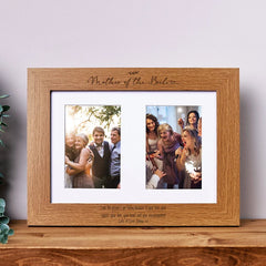 Personalised Mother Of The Bride Double Photo Picture Frame Portrait 6x4 Inch Brown
