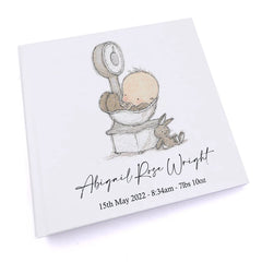 Personalised Cute Baby 6x4" Slip in Photo Album Gift With Hand Drawn Elements