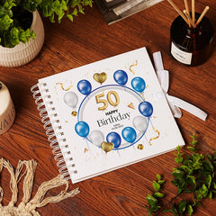 Personalised 50th Birthday Blue Balloon Guestbook Scrapbook Photo Album