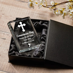 ukgiftstoreonline Personalised Communion Day Crystal Book Ornament Keepsake Gift In Box