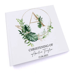 Personalised Christening 6x4" Slip in Photo Album Gift Tropical Leaves