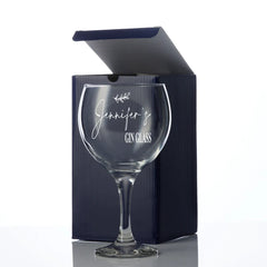 ukgiftstoreonline Personalised Engraved Gin Tonic Cocktail Glass with Name's Gin Glass Design, Any Name, Any Occasion, Gift Boxed Laser Engraved