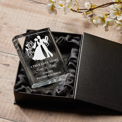 Wedding Gift Personalised Crystal Book Love Ornament Keepsake Gift In Box