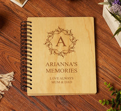 Personalised Monogram and Sentiment Wooden Photo Album Engraved Gift Scrapbook ukgiftstoreonline