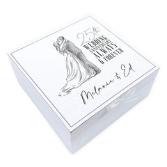 ukgiftstoreonline Personalised 25th Anniversary Vintage Wooden Box Keepsake Gift Keepsake Boxes ukgiftstoreonline