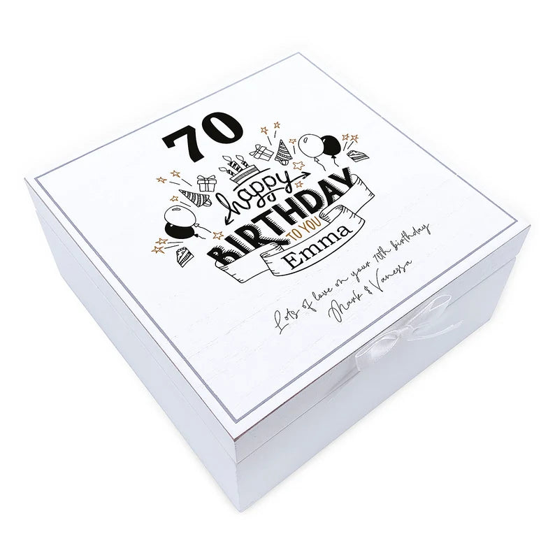 ukgiftstoreonline Personalised 70th Birthday Vintage Wooden Box Keepsake Gift Elements Keepsake Boxes ukgiftstoreonline