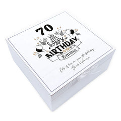 ukgiftstoreonline Personalised 70th Birthday Vintage Wooden Box Keepsake Gift Elements Keepsake Boxes ukgiftstoreonline