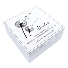 ukgiftstoreonline Personalised Uncle Memorial Remembrance Vintage Wooden Keepsake Box With Dandelions Keepsake Boxes ukgiftstoreonline