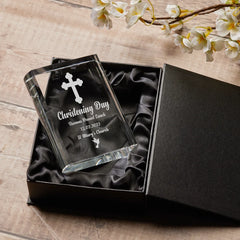ukgiftstoreonline Personalised Christening Day Crystal Book Ornament Keepsake Gift In Box