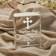 ukgiftstoreonline Personalised Baptism Day Crystal Book Ornament Keepsake Gift In Box