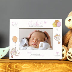 Personalised Baby Girl Photo Picture Frame With Birth Details