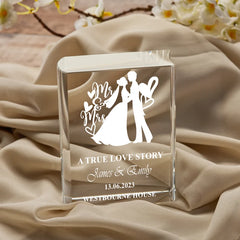 Wedding Gift Personalised Crystal Book Love Ornament Keepsake Gift In Box