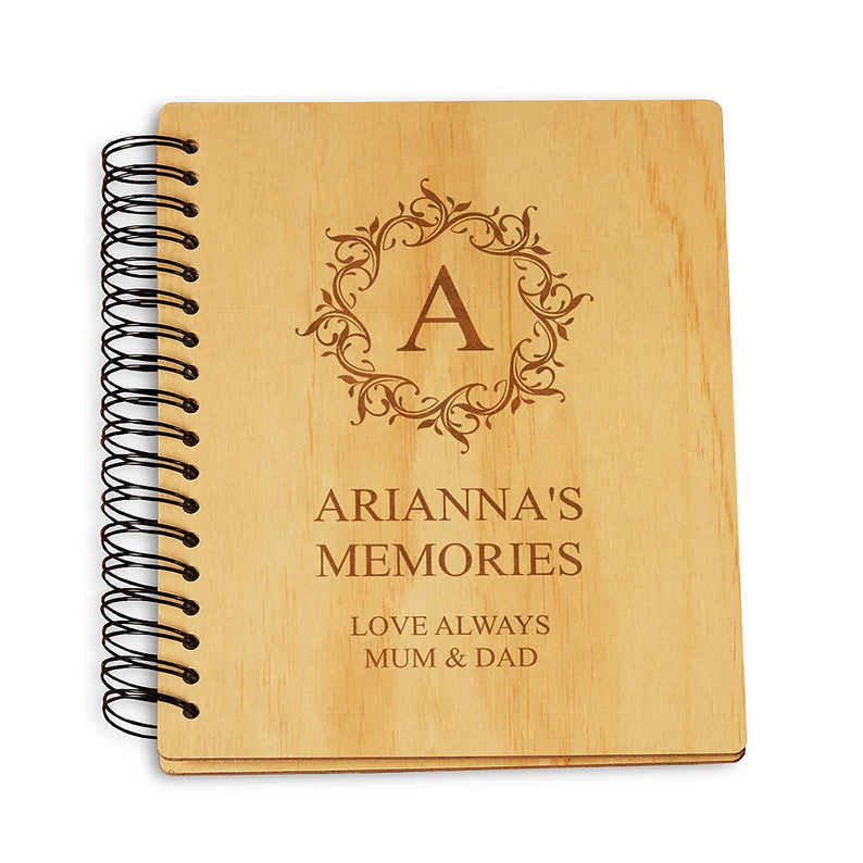 Personalised Monogram and Sentiment Wooden Photo Album Engraved Gift Scrapbook ukgiftstoreonline