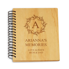 Personalised Monogram and Sentiment Wooden Photo Album Engraved Gift Scrapbook ukgiftstoreonline